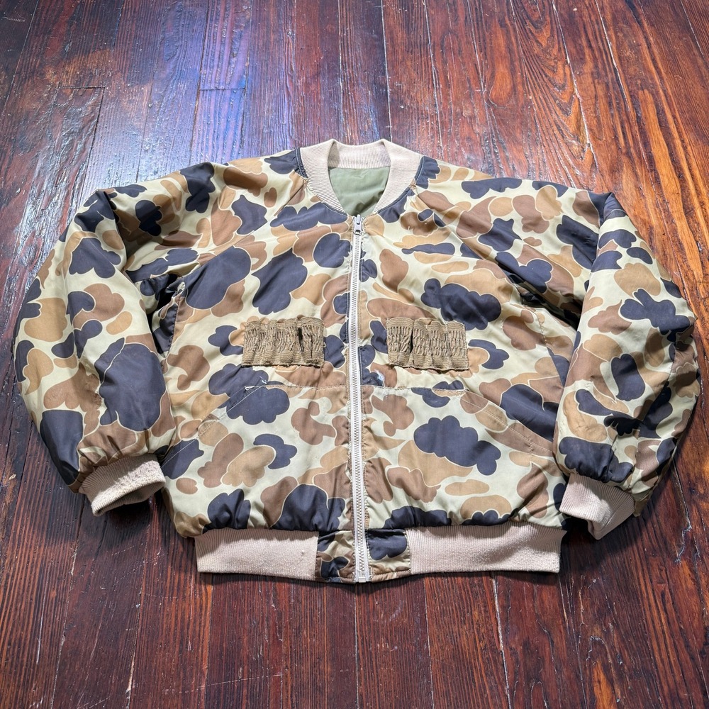 Vintage Columbia Bomber Jacket Mens M Camo Reversible Thinsulate Green Hunting